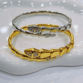 Bracelete de Cobra - Aço com Banho de Ouro