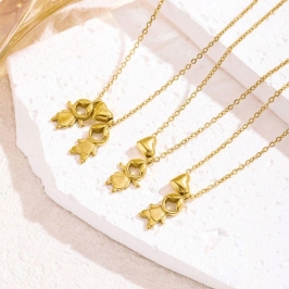 Colar Familia - Casal - Aço com Banho de Ouro