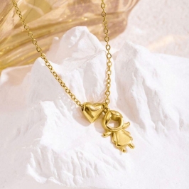 Colar Familia - Menina - Aço com Banho de ouro