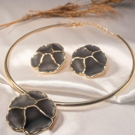 Conjunto de Flor preta fosca - Aro