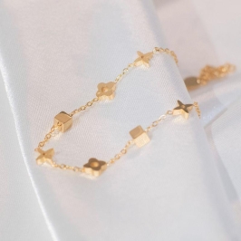 Pulseira de Trevo - Aço Inox com Banho