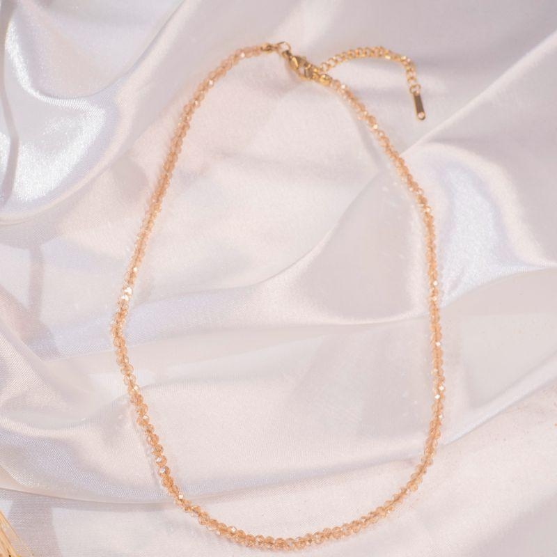 Choker Cristais - Bege - Aço com Banho de Ouro