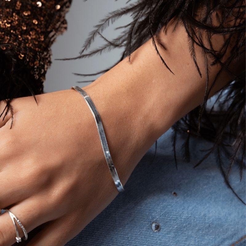 Pulseira de fita laminada 3mm - Aço Inox