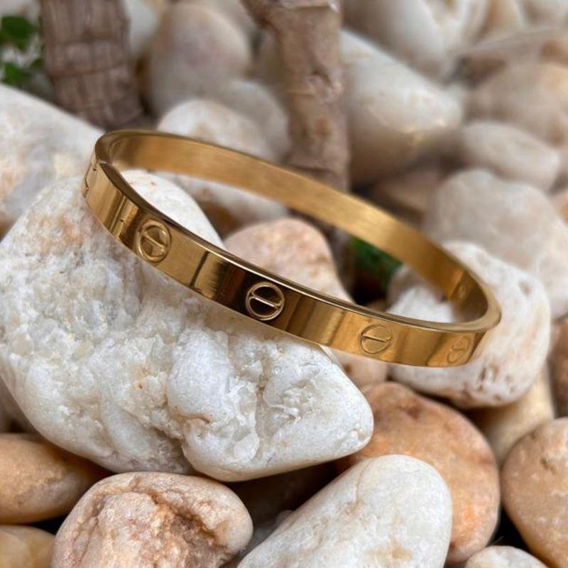 Bracelete Inspiração Cartier  - Aço com banho de ouro