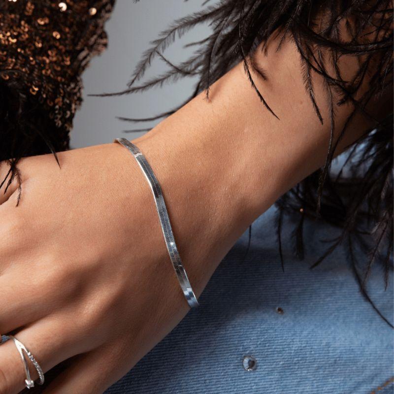 Pulseira de fita laminada 3mm - Aço Inox